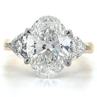 Lula - 18ct Yellow Gold Laboratory Grown 3.75ct Oval Diamond With Trillion Side Stone Engagement Ring