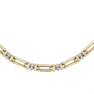 Vintage 9ct Gold Two Tone Semi Solid Gate Necklace