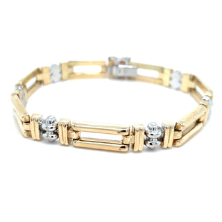 Vintage 9ct Gold Two Tone Semi Solid Gate Bracelet