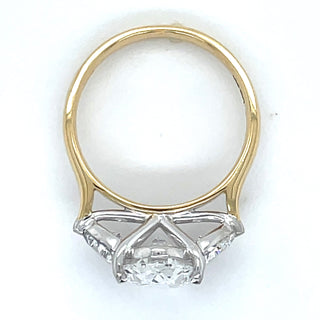 Lula - 18ct Yellow Gold Laboratory Grown 3.75ct Oval Diamond With Trillion Side Stone Engagement Ring