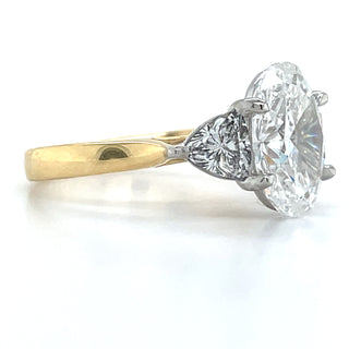 Lula - 18ct Yellow Gold Laboratory Grown 3.75ct Oval Diamond With Trillion Side Stone Engagement Ring