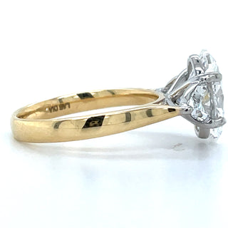 Lula - 18ct Yellow Gold Laboratory Grown 3.75ct Oval Diamond With Trillion Side Stone Engagement Ring
