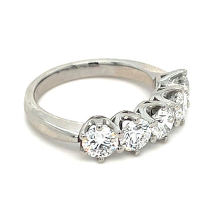 Platinum 2ct Lab Grown Five Stone Eternity Ring