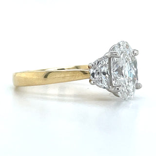 Reagan - 18ct Yellow Gold 2.51ct Laboratory Grown Oval Diamond & Half Moon Side Stone Engagement Ring