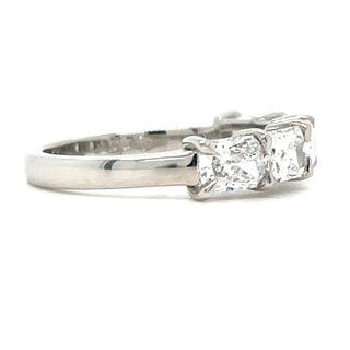 Platinum 1.81ct Lab Grown Five Stone Radiant Cut Eternity Ring