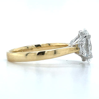 Reagan - 18ct Yellow Gold 2.51ct Laboratory Grown Oval Diamond & Half Moon Side Stone Engagement Ring