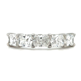 Platinum 1.81ct Lab Grown Five Stone Radiant Cut Eternity Ring