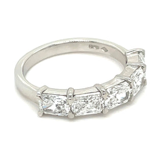 Platinum 1.81ct Lab Grown Five Stone Radiant Cut Eternity Ring