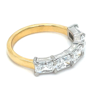 18ct Yellow Gold and PLatinum Head 1.87ct Lab Grown Five Stone Radiant Cut Eternity Ring