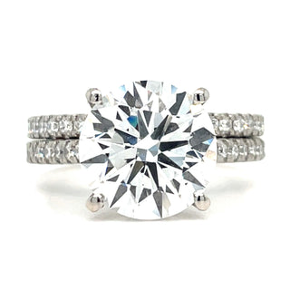 Elodie - Platinum 4.98ct Round Brilliant Engagement Ring With Hidden Halo and Band Set