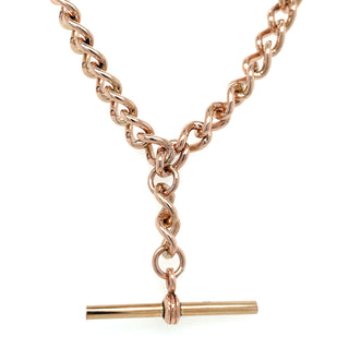 Vintage 9ct Rose Gold Curb Link T Bar Necklace