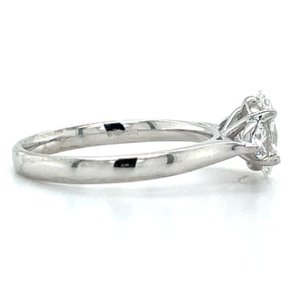 Flossie - Platinum Laboratory Grown 1.34ct Oval Diamond With Trillion Side Stone Engagement Ring