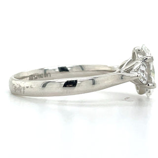Flossie - Platinum Laboratory Grown 1.88ct Oval Diamond With Trillion Side Stone Engagement Ring