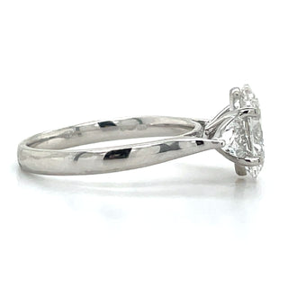 Flossie - Platinum Laboratory Grown 2.47ct Oval Diamond With Trillion Side Stone Engagement Ring