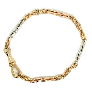 Vintage 9ct Three Tone Solid Mixed Link Bracelet