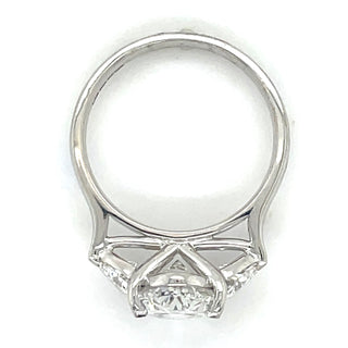 Flossie - Platinum Laboratory Grown 3.17ct Oval Diamond With Trillion Side Stone Engagement Ring