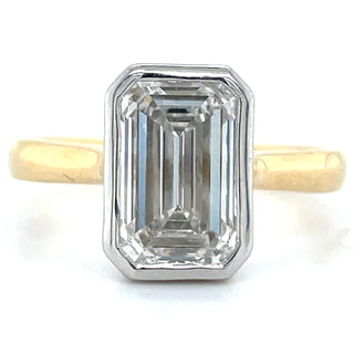 Liana - 18ct Yellow Gold 3.04ct Laboratory Grown Emerald Cut Diamond Bezel Set Solitaire Engagement Ring