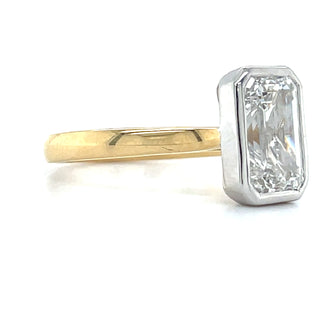 Liana - 18ct Yellow Gold 3.04ct Laboratory Grown Emerald Cut Diamond Bezel Set Solitaire Engagement Ring