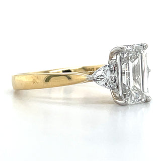 Saige - 18ct Yellow Gold 2.47ct Laboratory Grown Emerald Cut Diamond & Trillion Side Stone Engagement Ring