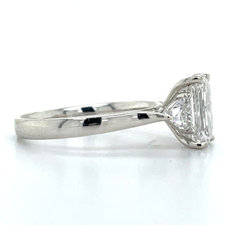 Wren - Platinum 2.47ct Laboratory Grown Emerald Cut Diamond & Trillion Side Stone Engagement Ring