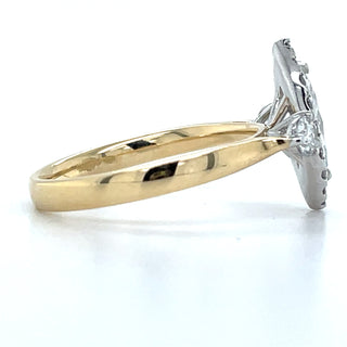 Beverly - 18ct Yellow Gold 1.33ct Laboratory Grown Marquise Halo With Round Side Stone Engagement Ring