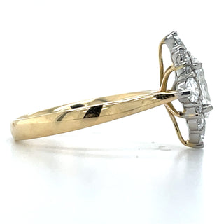 Gillian - 18ct Yellow Gold 1.86ct Laboratory Grown Oval Halo With Pear Side Stone Engagement Ring