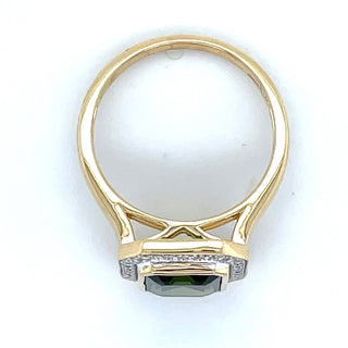 18ct Yellow Gold 2.55ct Earth Grown Green Tourmaline & 0.18ct Diamond Ring