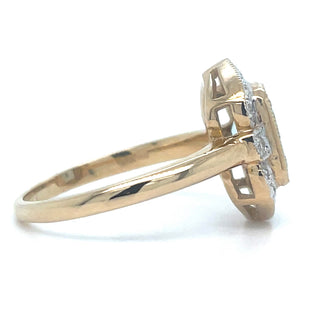 9ct Yellow Gold Blue Topaz and Diamond Ring