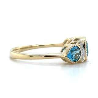 9ct Yellow Gold Earth Grown 1.59ct Blue Topaz & 0.06ct Diamond Ring