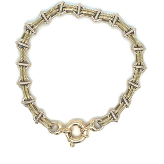 Vintage 9ct Yellow and White Gold Ship Linked Bracelet