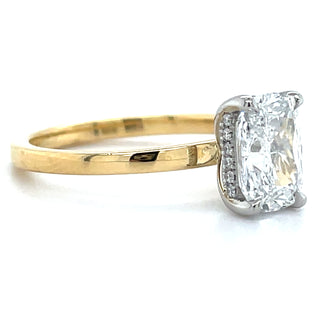 Ariana - 18ct Yellow Gold 1.67ct Laboratory Grown Cushion Solitaire Diamond Engagement Ring With Hidden Halo