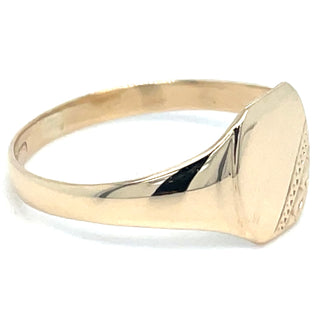 Vintage 9ct Yellow Gold Rectangular Detailed Signet Ring