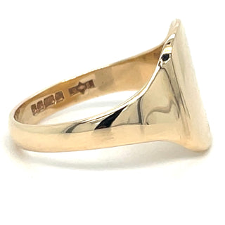 Vintage 9ct Yellow Gold Square Engraved Signet Ring