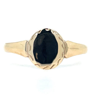 Vintage 9ct Yellow Gold Dainty Round Signet Ring