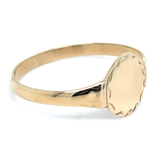 Vintage 9ct Yellow Gold Dainty Round Signet Ring