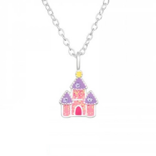 Children's Silver Castle Necklace with Crystal
