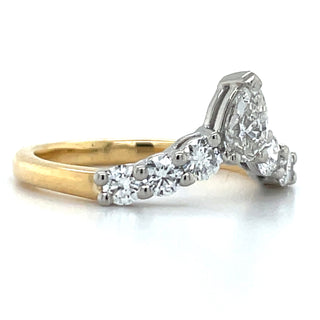 18ct Yellow Gold 0.78ct Laboratory Grown Diamond Round & Pear Crown Ring
