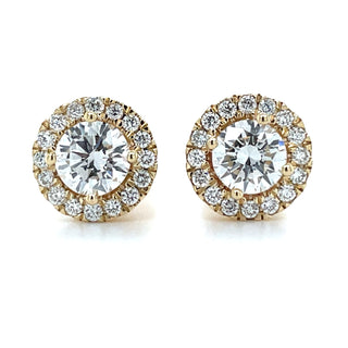 14ct Yellow Gold 1.25ct Laboratory Grown Diamond Halo Stud Earring