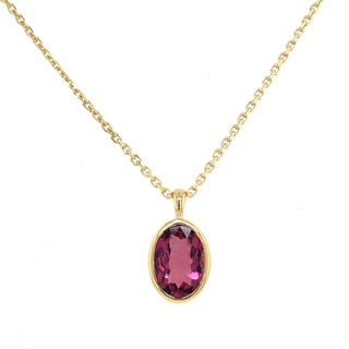 Tadgh Óg 18ct Yellow Gold Bezel Set 2.35ct Earth Grown Tourmaline Pendant Necklace