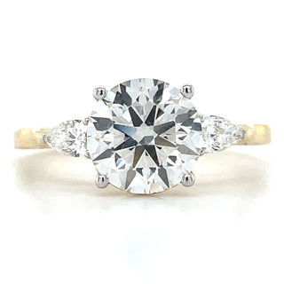 Emerie - 14ct Yellow Gold 1.91ct Round Brilliant Laboratory Grown Diamond & Pear Side Stone Engagement Ring