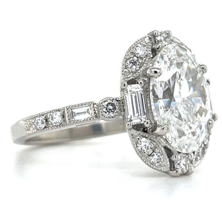 Isadora - Platinum 3.35ct Laboratory Grown Oval Deco Style Diamond Engagement Ring