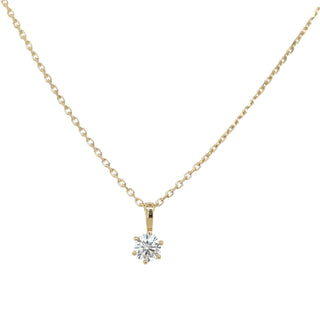 9ct Yellow Gold Six Claw Petite Cz Solitaire Pendant