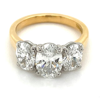 Angelina - 18ct Yellow Gold 2.79ct Laboratory Grown Oval Three Stone Diamond Engagement Ring