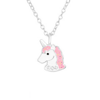 Children's Silver Unicorn Necklace with Crystal