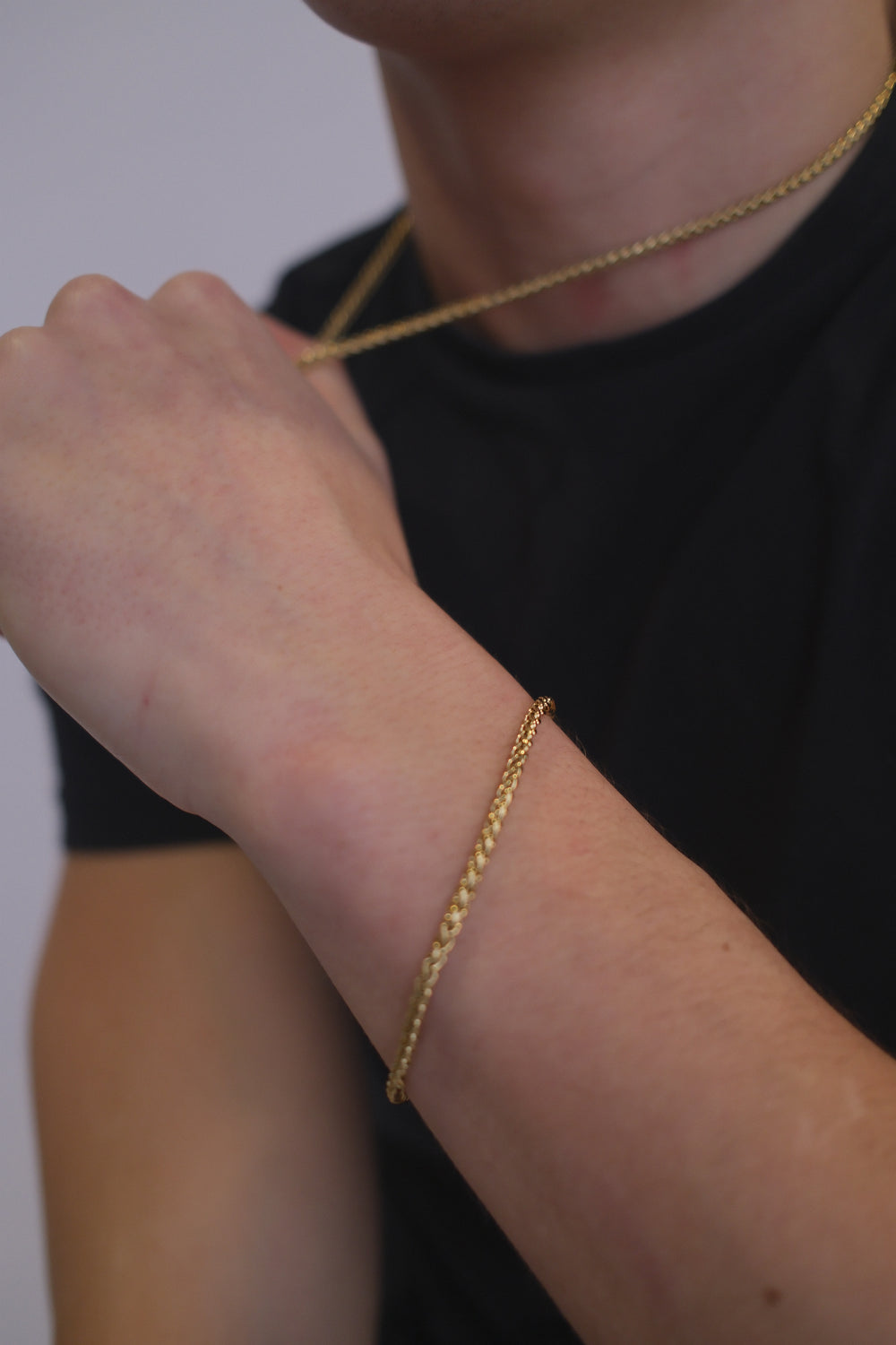 Gents CRIÚ Golden Spiga Necklace & Bracelet Bundle