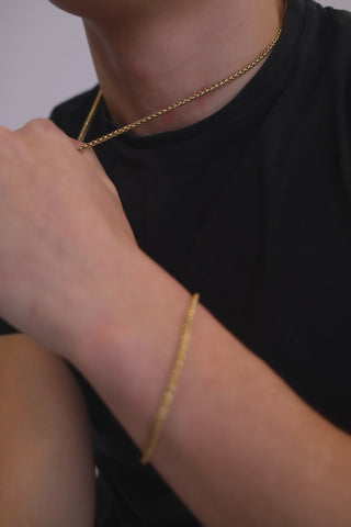 Gents CRIÚ Golden Spiga Necklace & Bracelet Bundle