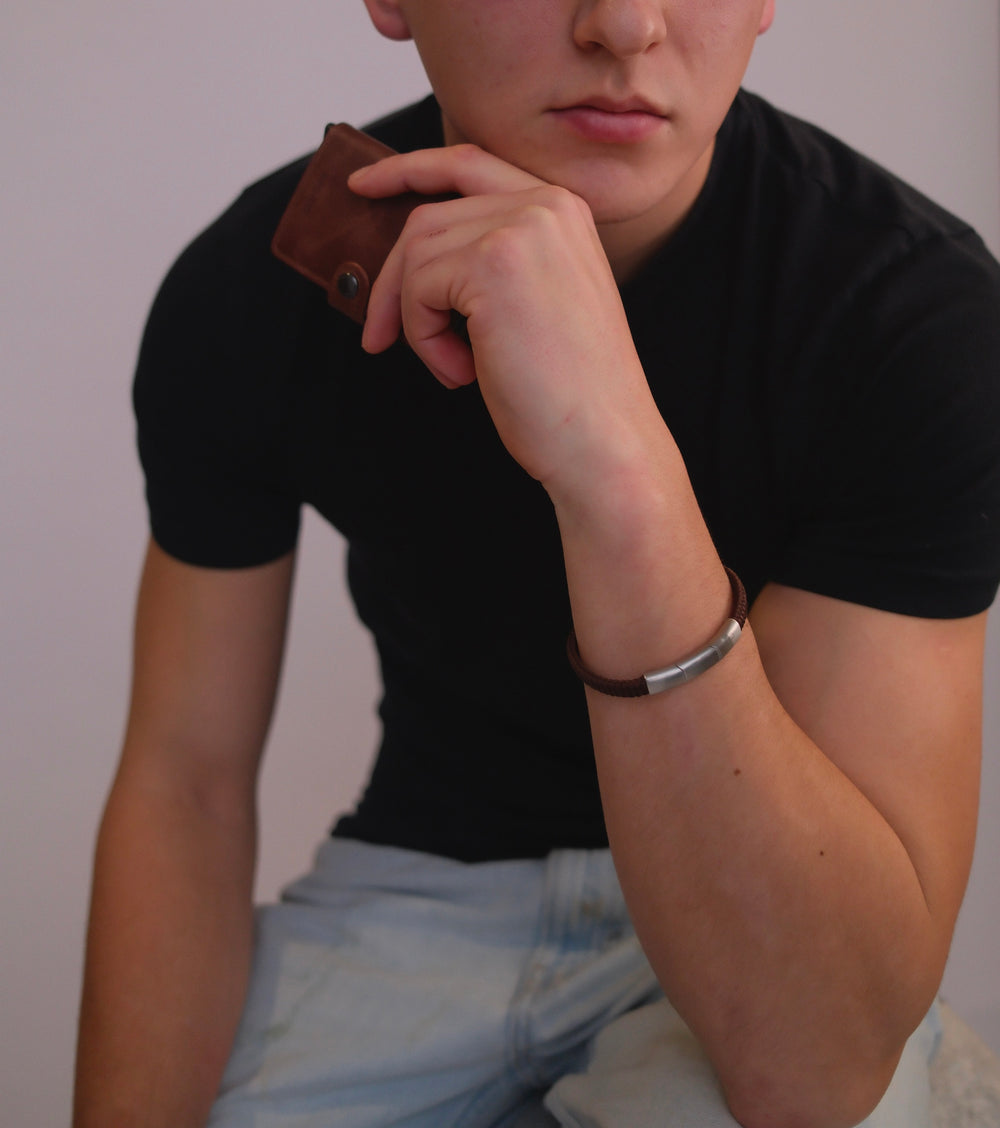 Gents CRIÚ Brown Cotton Bracelet & SECRID Vintage Brown Miniwallet Bundle