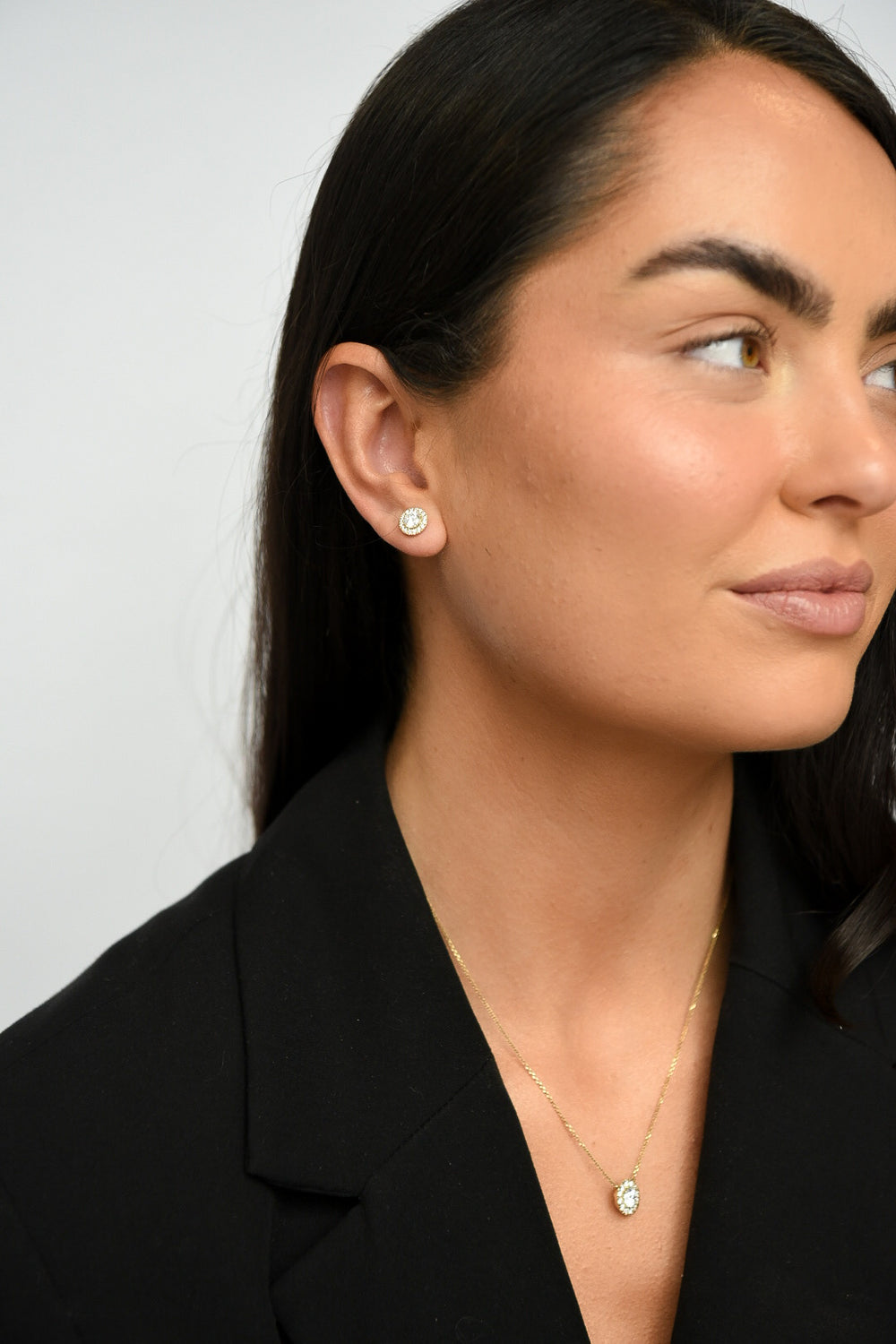 14ct Yellow Gold Laboratory Grown Diamond Halo Pendant & Earring Bundle