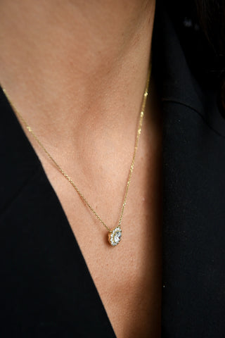 14ct Yellow Gold Laboratory Grown Diamond Halo Pendant & Earring Bundle