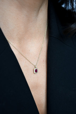 9ct Yellow Gold Earth Grown Ruby, White Sapphire & Diamond Pendant & Earring Bundle